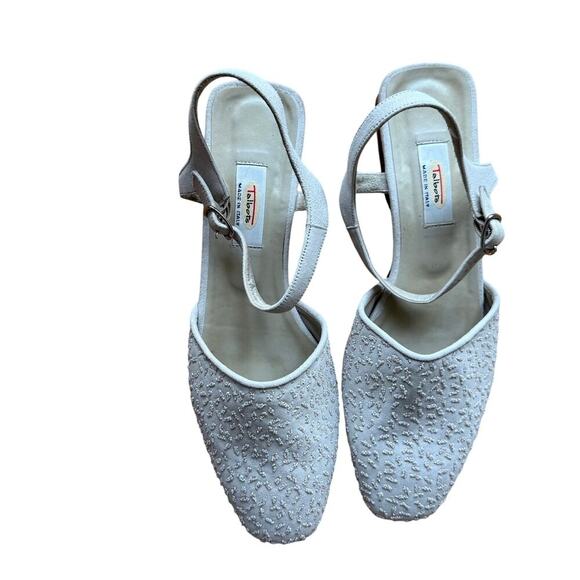 Talbots Beaded Flat Shoe Cream White Size 10M Wedding Mature Mother Bride Formal - Picture 10 of 10